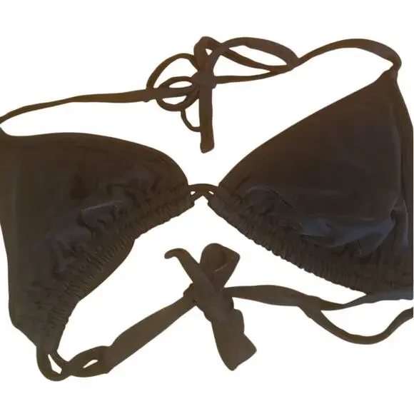 Xhilaration Black Bikini Padded Halter Top Wide Double Back Strap Women's D/DD - Picture 3 of 6